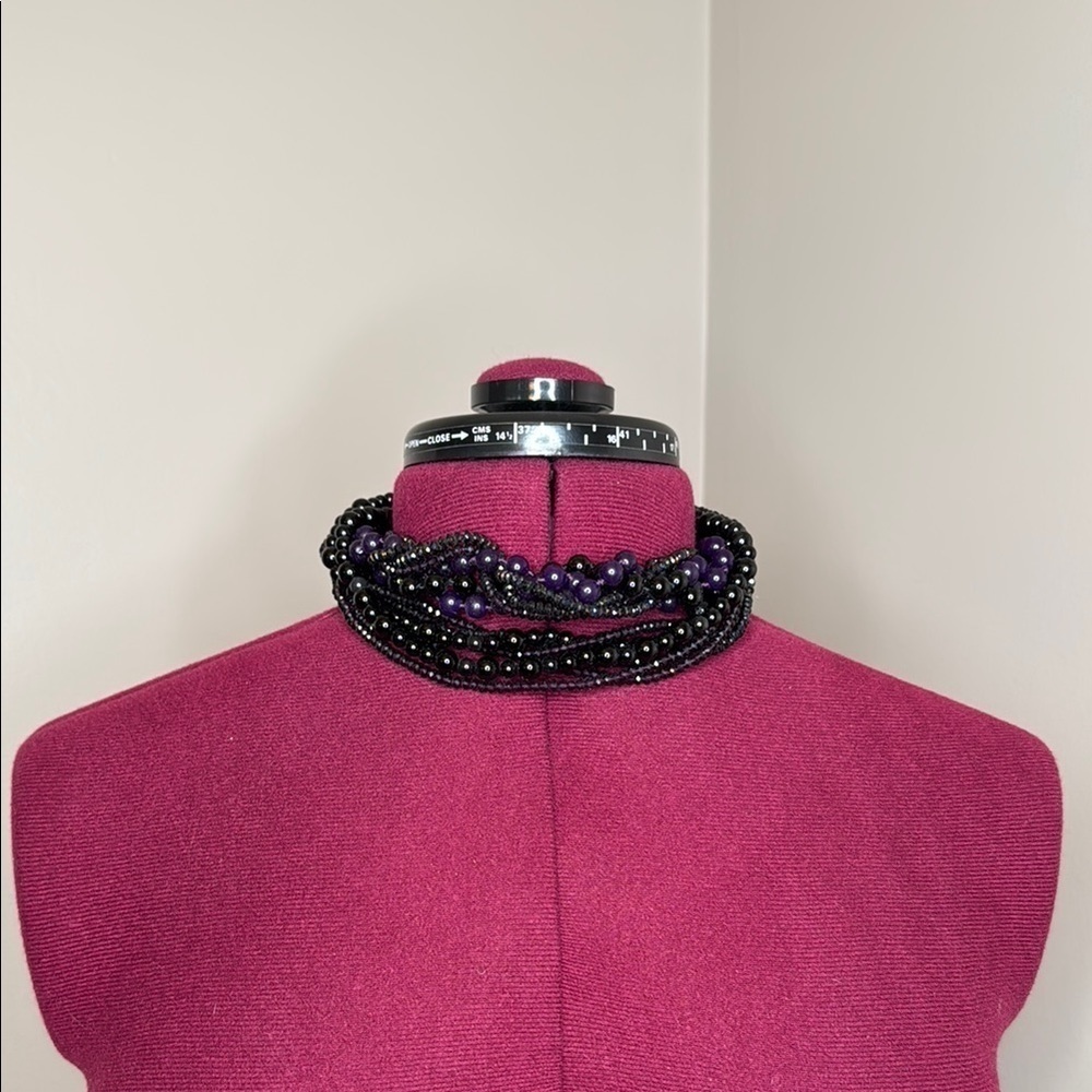Black and Purple Amethyst Beaded Necklace made from a local jeweler